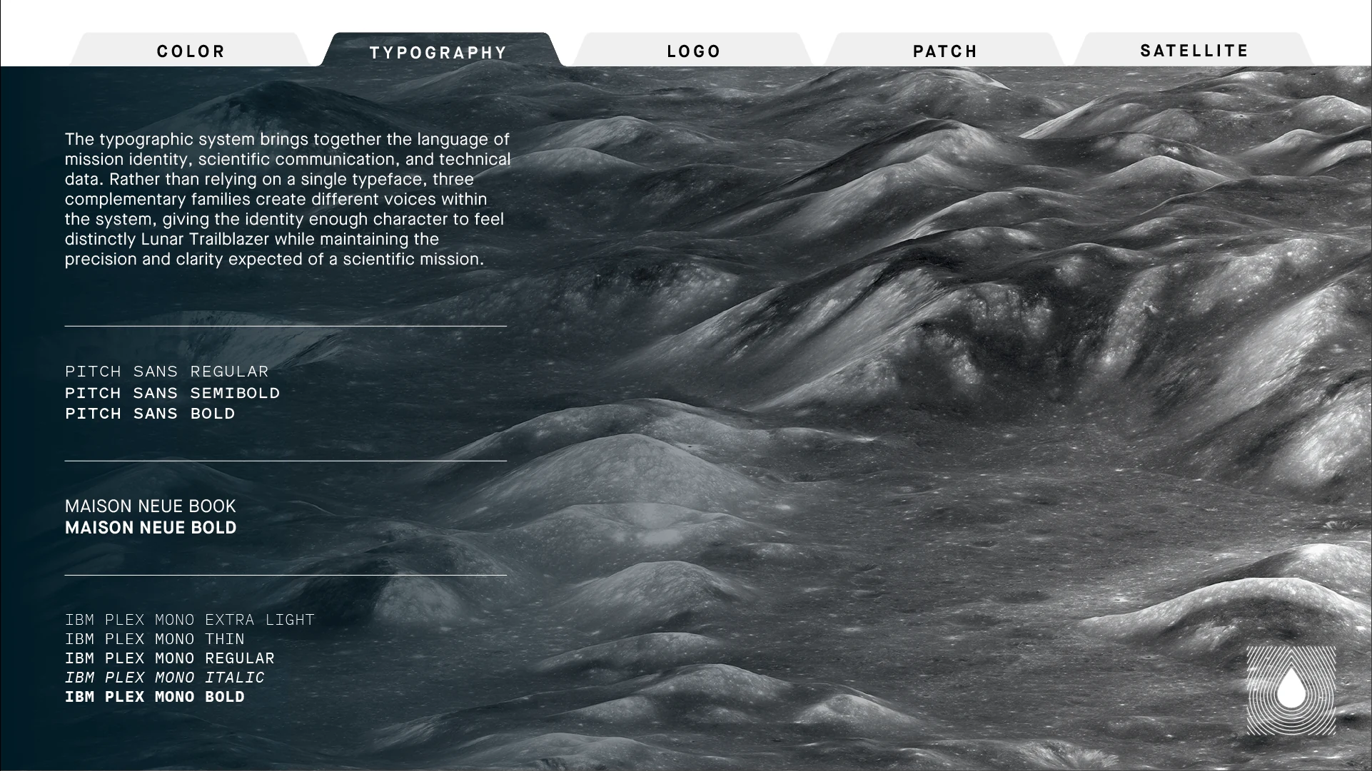 Lunar Trailblazer Science: Typography